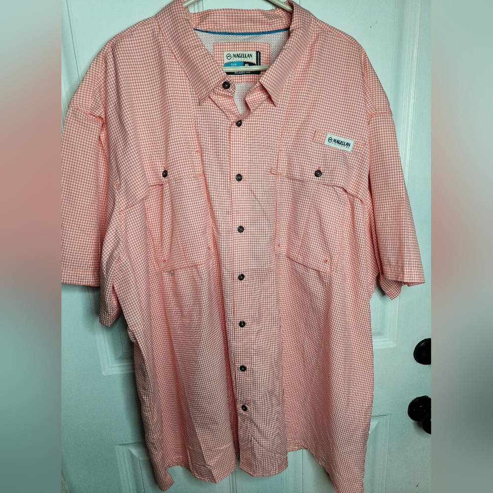 Orange  button down Magellan short sleeve shirt 4x